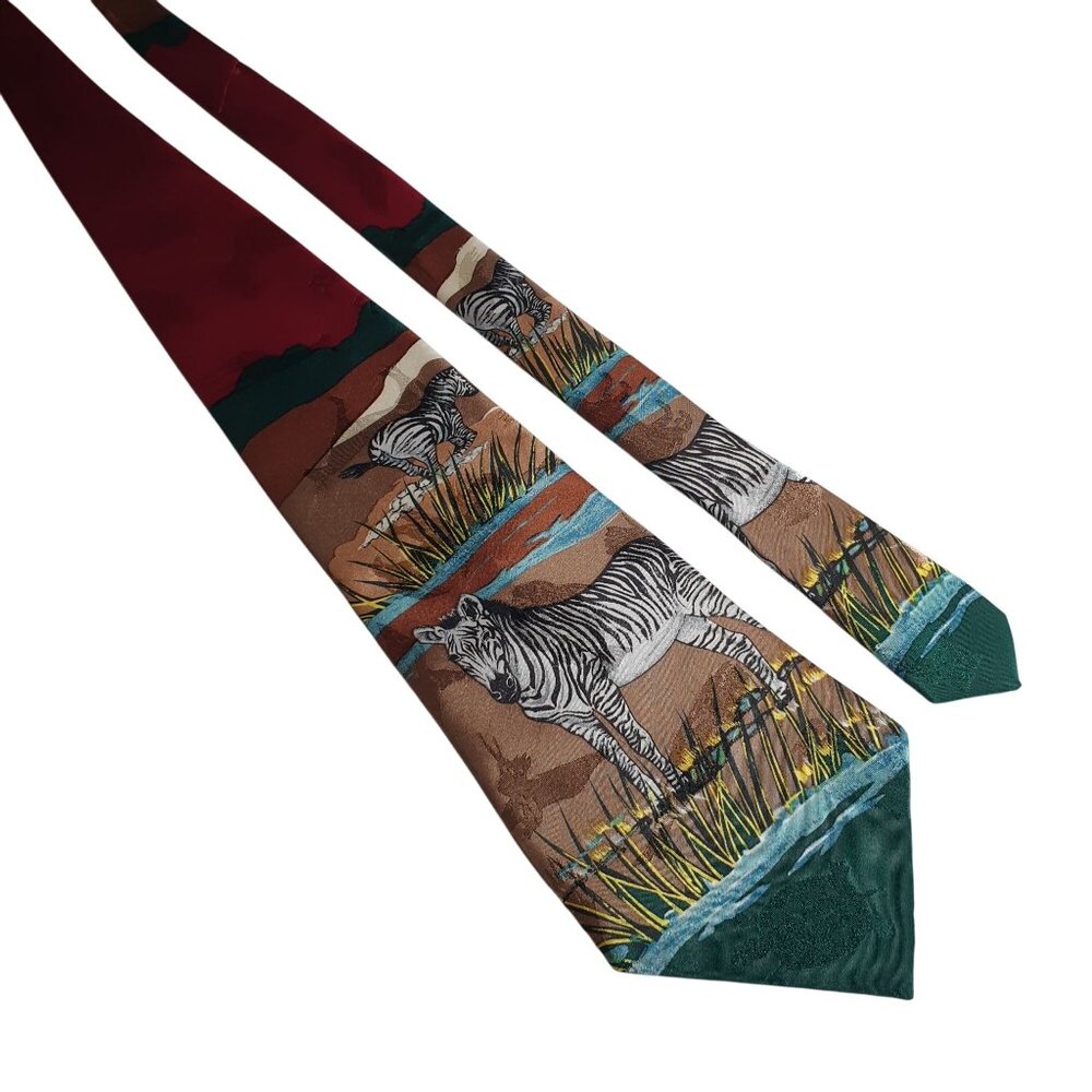 Animal Tracks Vintage Zebra Pattern Necktie Designer Safari Wildlife Design Zoo